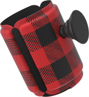 PopSockets PopThirst, držák/obal na plechovku, s integrovaným PopGrip Gen. 2, červeno-černé káro