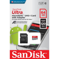 SanDisk Ultra microSDXC 64GB 120MB/s A1 Class 10 UHS-I, s adaptérem