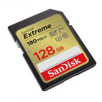 SanDisk Extreme 128GB SDXC Memory Card 180 MB/s and 90 MB/s, UHS-I, Class 10, U3, V30