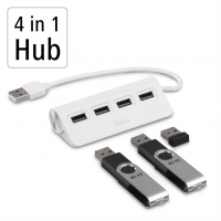 Hama USB hub, 4 porty, USB 2.0, 480 Mbit/s, bílý