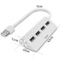 Hama USB hub, 4 porty, USB 2.0, 480 Mbit/s, bílý
