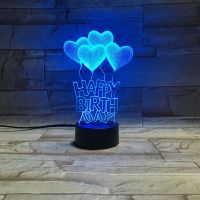 3D lampa Happy Birthday
