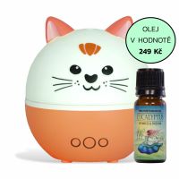 Aroma difuzér s dětským motivem Airbi PET - meow (kočka) + esenciální olej Airbi EUKALYPTUS