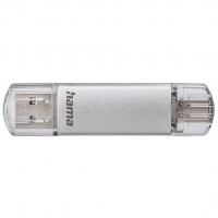 Hama Flash Pen Laeta, USB-C/USB-A 3.1, 128 GB, 40 MB/s, stříbrný
