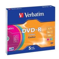 Médium Verbatim DVD-R 4,7GB 16x COLOR slim 5p/BAL